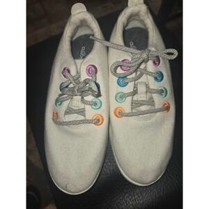 Allbirds Smallbirds Wool Runners Kids Size 3Y White Rainbow Eyelets Sneakers